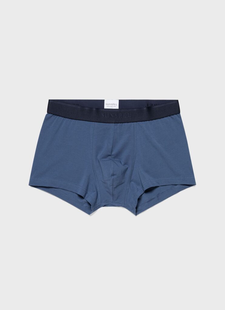 Men’s Stretch Cotton Trunks in Atlantic Blue by Sunspel