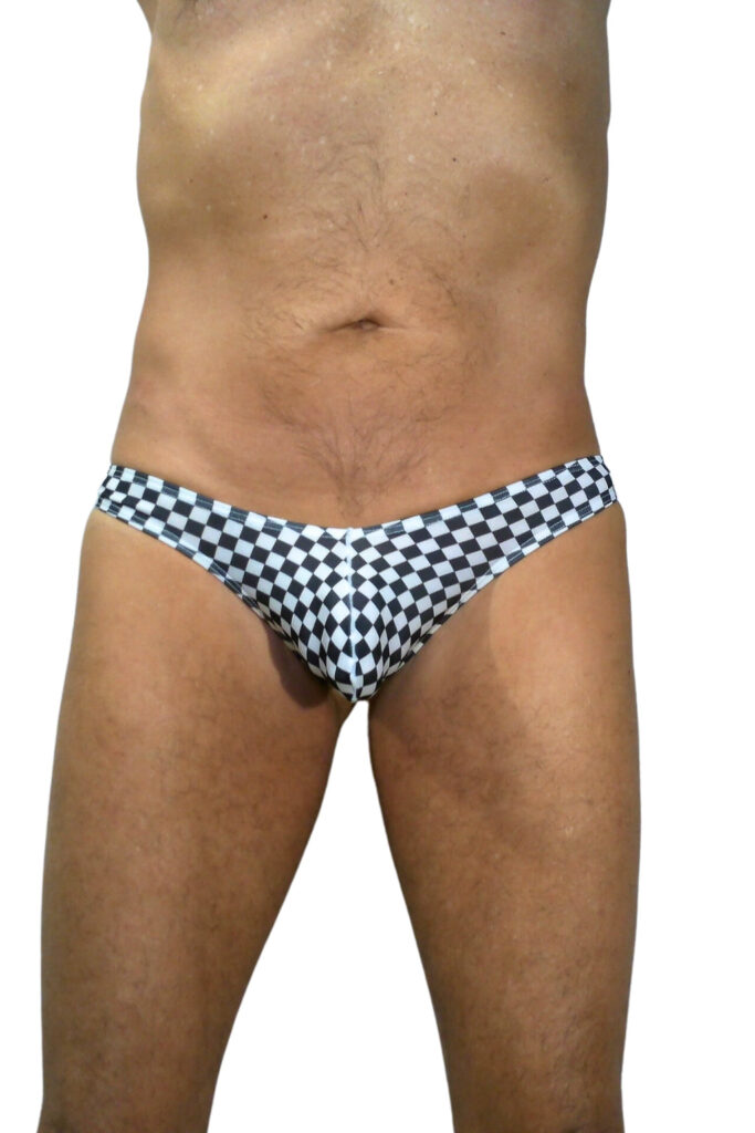 BfM Mens Checker Print Bulge Pouch Thong Underwear by Bodywear for Men