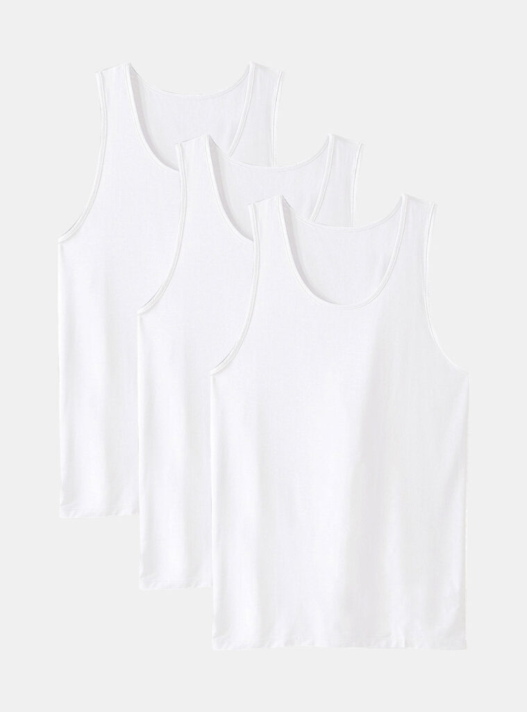 3 Packs Bamboo Rayon Crew Neck Tank Tops by David Archy