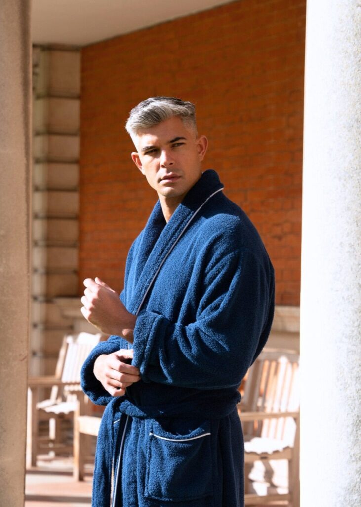 Men’s Navy Towelling Bathrobe – Phoenix by Bown of London USA