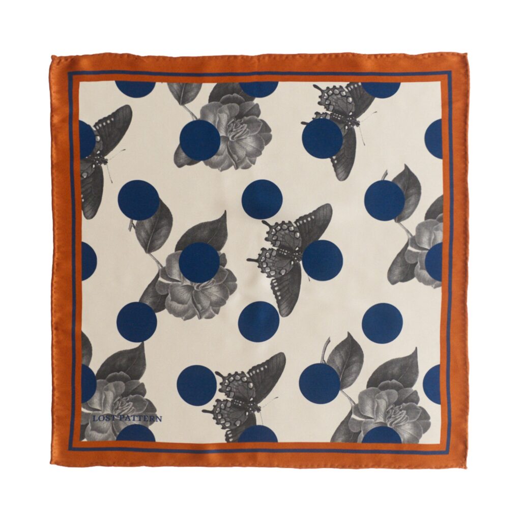 “Noir Floral” Silk Pocket Square by LOST PATTERN