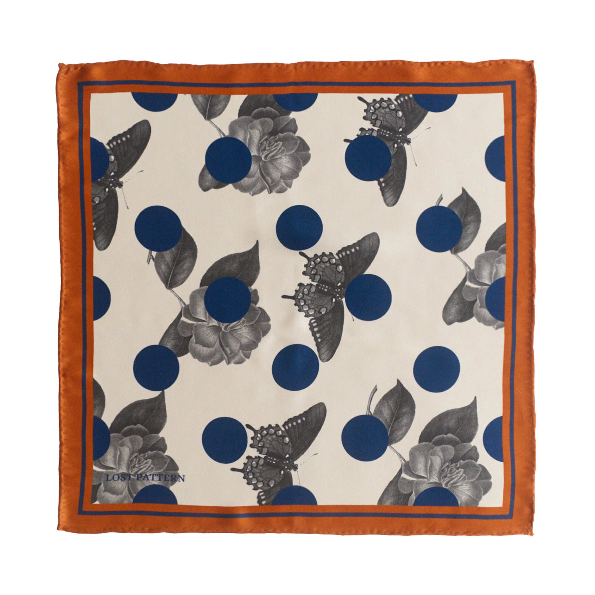 “Noir Floral” Silk Pocket Square by LOST PATTERN