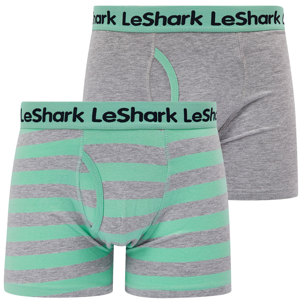 Goldbrook Striped Boxer Shorts Set in Dusty Jade Green / Light Grey Marl – Le Shark by Le Shark