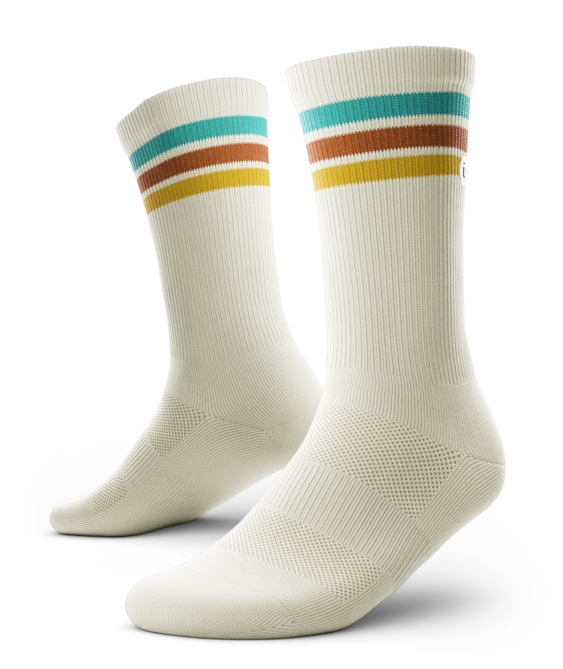 Retro Off White Crew Socks by All-day Performance