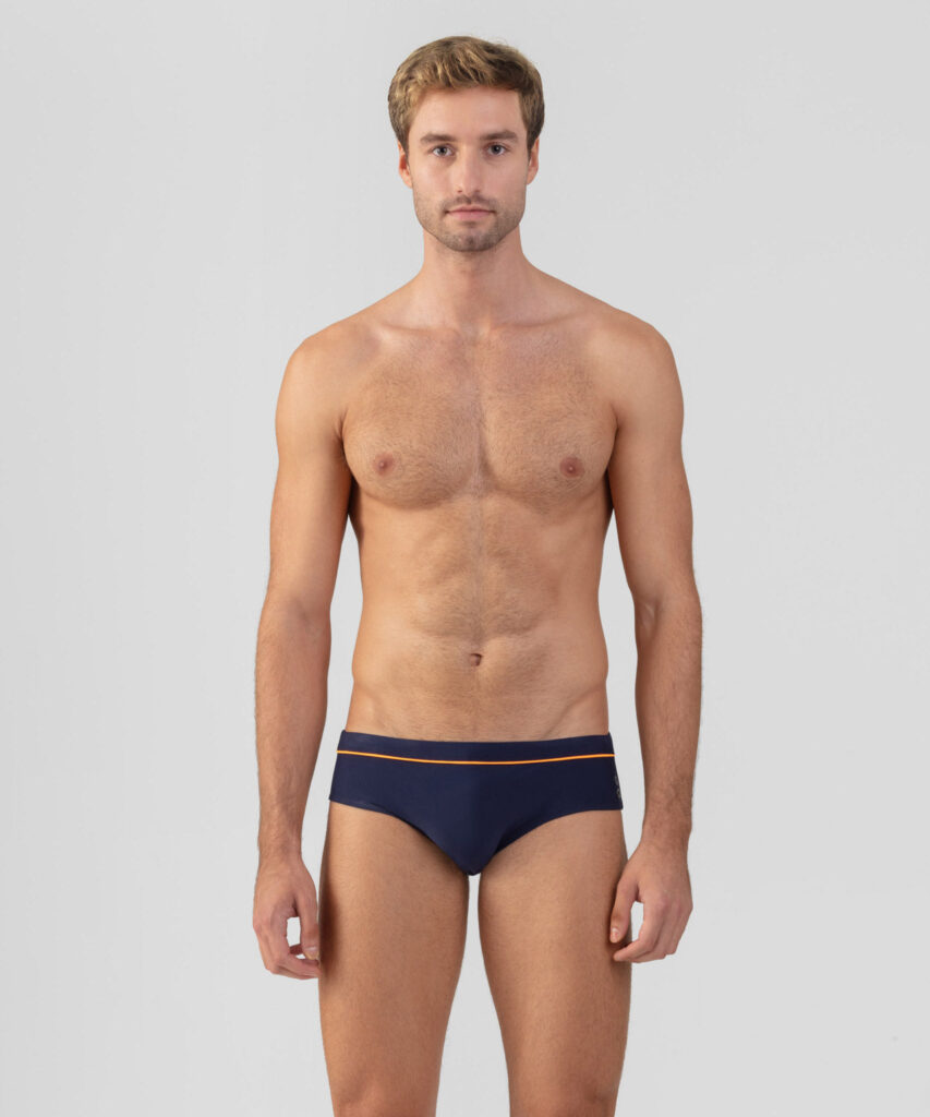 Swim Briefs w. Neon Piping: Navy/Neon Orange by Ron Dorff