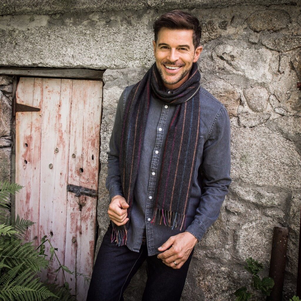 Men’s Charcoal Rainbow Lambswool Scarf by MCNUTT01